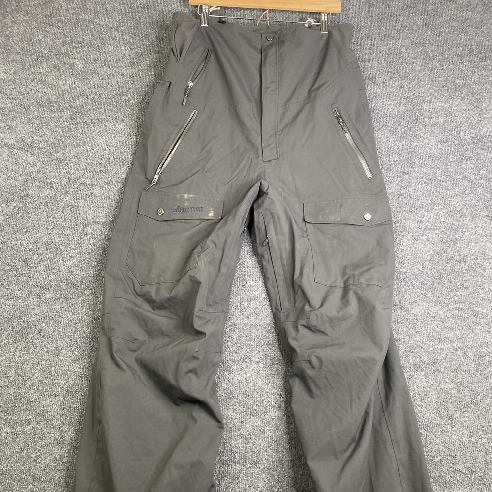 Marmot Ski Pants Mens Medium 32 Gray Snowboard Bib Suspenders Shell C71090